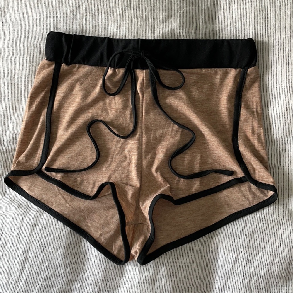 Tan high waist shorts